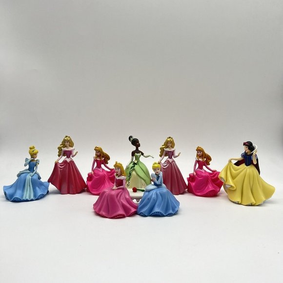 Disney Princess Lot Of 8 Cake Topper Figures Toys Tiana Cinderella‎ Aurora Snow - Picture 1 of 6